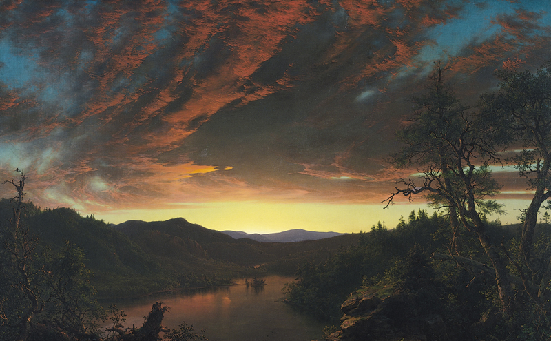 A sky with a sunset
