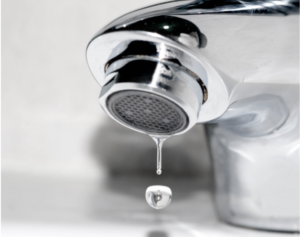 A drop running from a tap