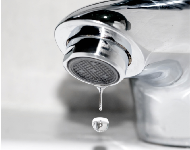 A drop running from a tap