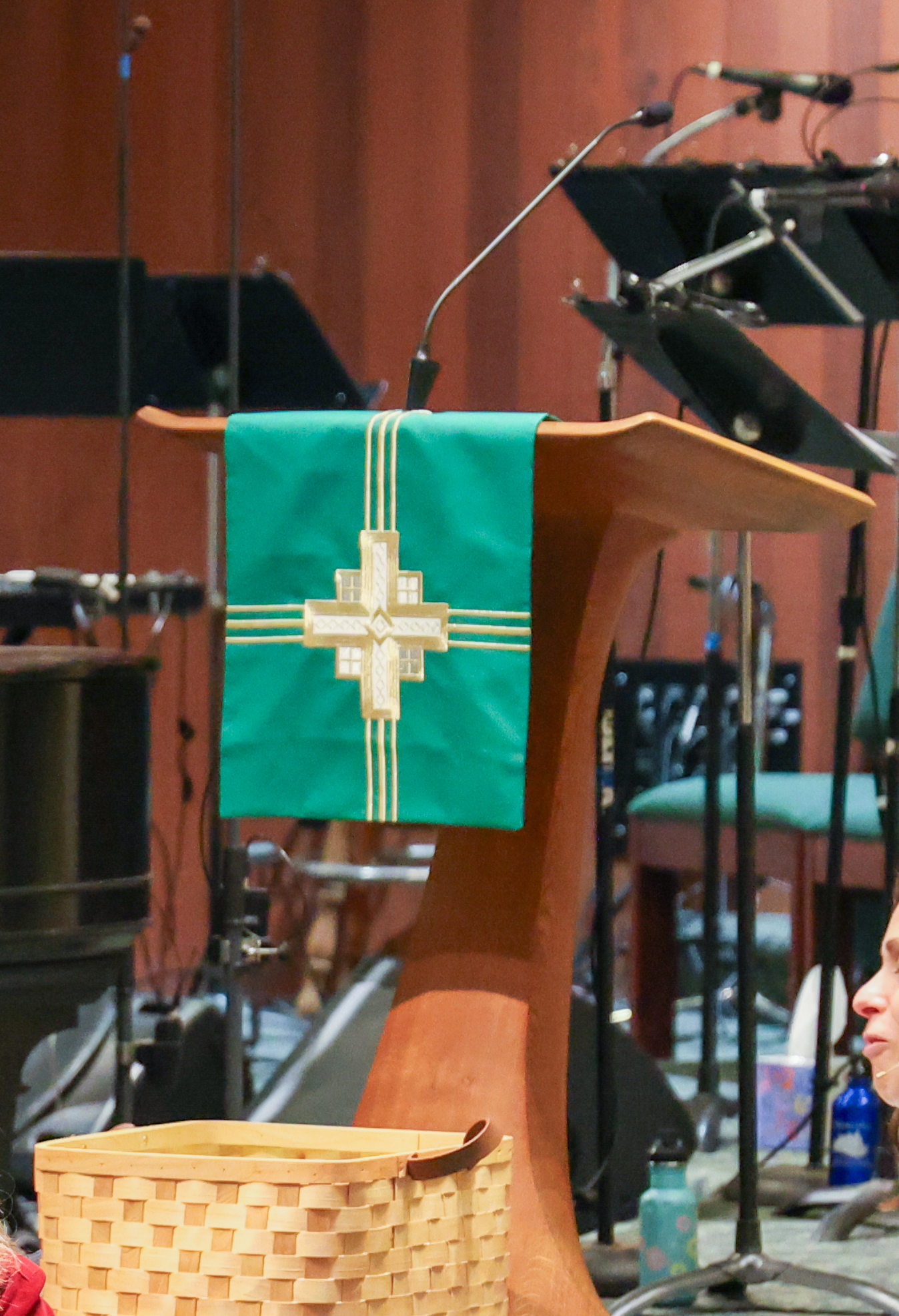 The ambo, also known as a lectern, in a church.