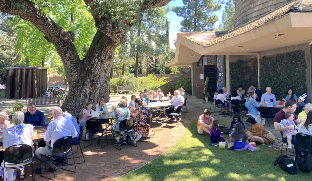 Potluck outside the church
