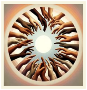 Hands in a circle around the sun