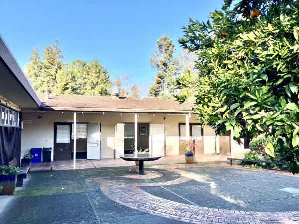 St. Timothy's courtyard in the sun