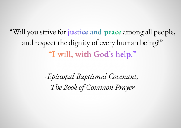 Will you strive for justice and peace? I will with God's help.